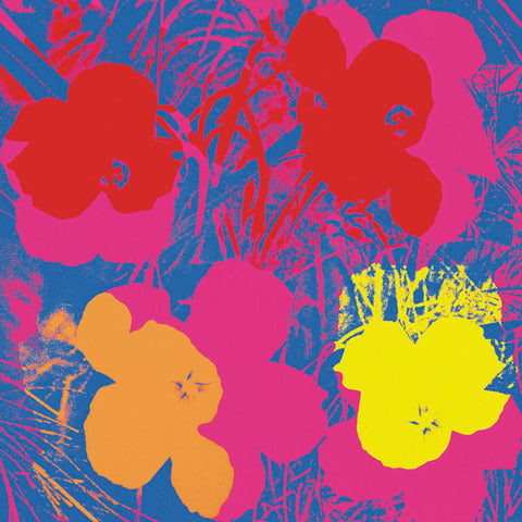 Flowers, 1970 (red, yellow, orange on blue) Poster