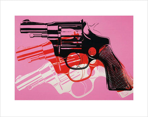 Gun, c. 1981-82 (black, white, red on pink) Poster