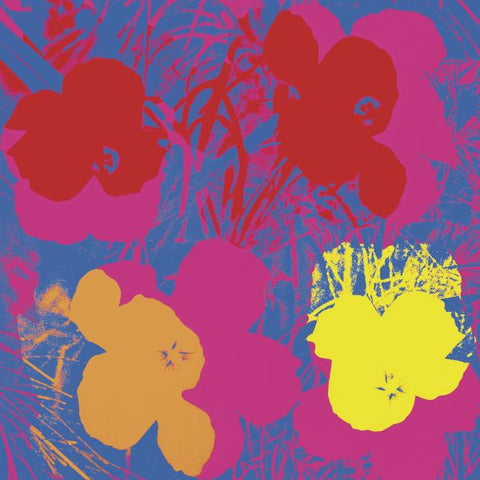 Flowers, 1970 (red, yellow, orange on blue)  Poster