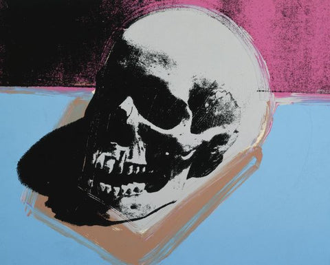 Skull, 1976 (white on blue and pink) Poster